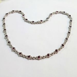 Judith Ripka 925 SS Rhodolite Heart Necklave